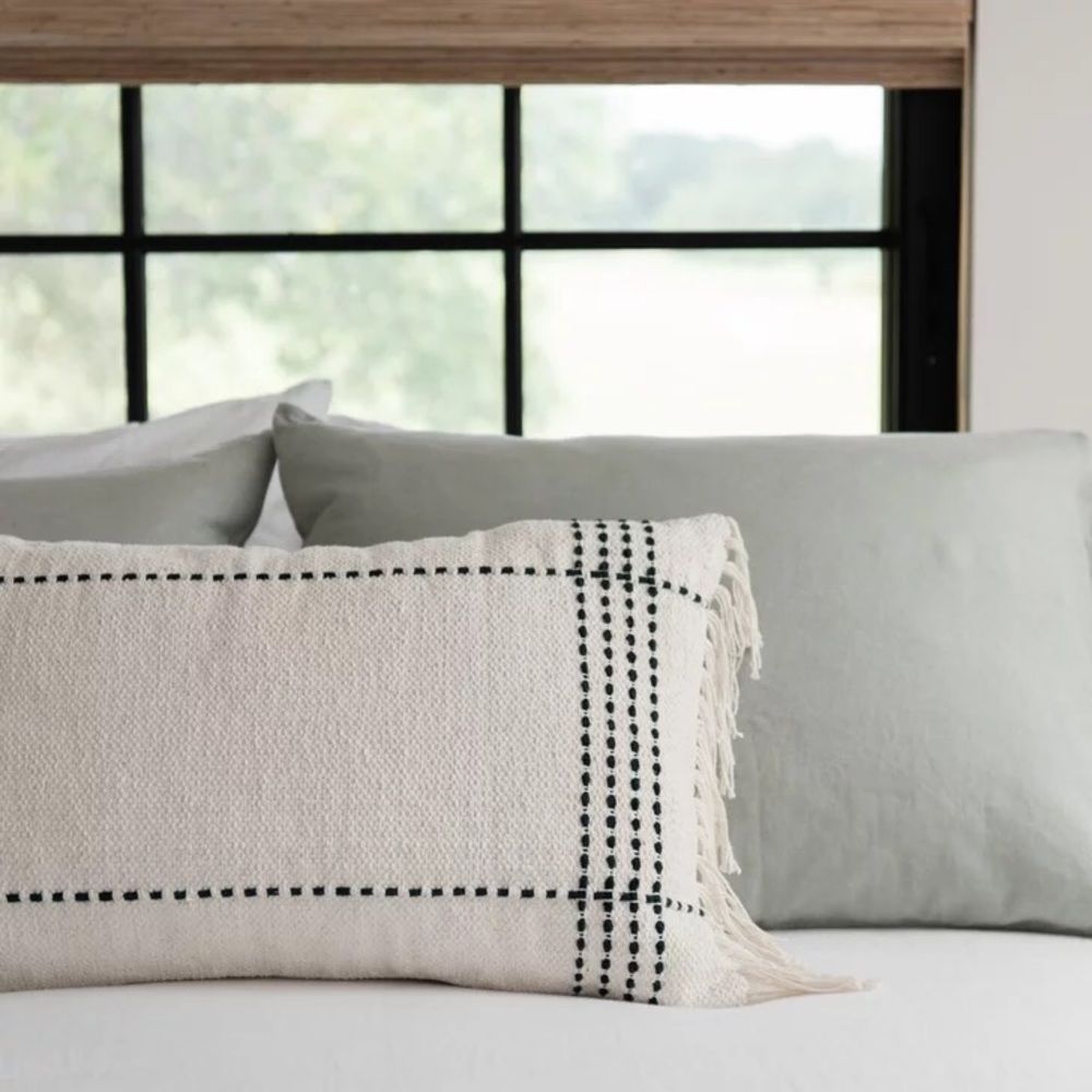 Magnolia Black Clarke Fringe Pillow - Picture 2 of 8